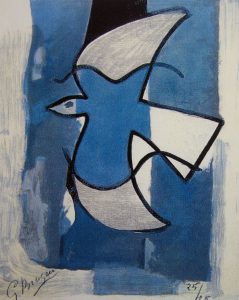 3-GEORGES BRAQUE - oiseau gris et bleu - 1962